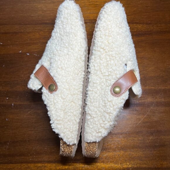 Sherpa Clogs Slippers Slides Close Toe Normcore Neutral Lounge Cozy Boho Size 11 - Picture 4 of 12